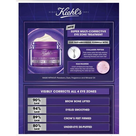 Kiehl's Super Multi-Corrective Eye Zone Treatment (.95oz) JUMBO SIZE - Picture 3 of 4